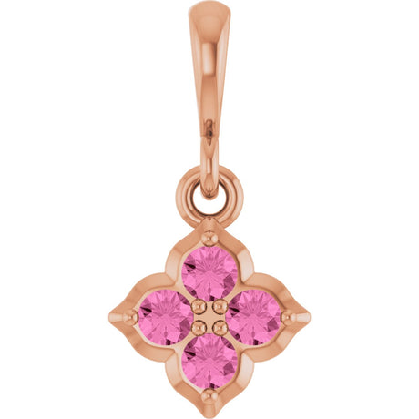 14K Gold Round Lab-Grown Pink Sapphire Cluster Necklace or Pendant - Rose Gold