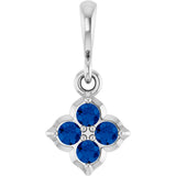 14K Gold Round Lab-Grown Blue Sapphire Cluster Necklace or Pendant - White Gold