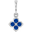 Platinum Round Lab-Grown Blue Sapphire Cluster Necklace or Pendant