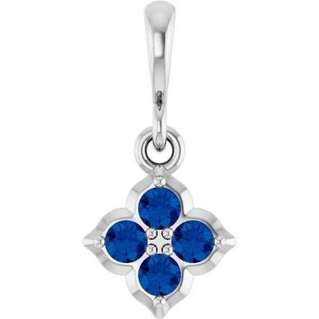 Platinum Round Lab-Grown Blue Sapphire Cluster Necklace or Pendant