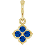 14K Gold Round Lab-Grown Blue Sapphire Cluster Necklace or Pendant - Yellow Gold