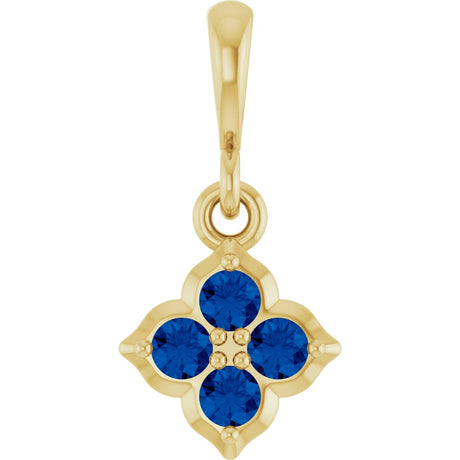 14K Gold Round Lab-Grown Blue Sapphire Cluster Necklace or Pendant - Yellow Gold