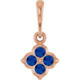 14K Gold Round Lab-Grown Blue Sapphire Cluster Necklace or Pendant - Rose Gold