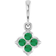 14K Gold Round Lab-Grown Emerald Cluster Necklace or Pendant - White Gold