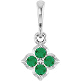 Platinum Round Lab-Grown Emerald Cluster Necklace or Pendant