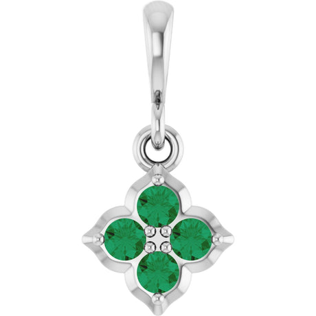 Platinum Round Lab-Grown Emerald Cluster Necklace or Pendant
