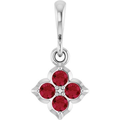 Platinum Round Lab-Grown Ruby Cluster Necklace or Pendant