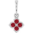 14K Gold Round Lab-Grown Ruby Cluster Necklace or Pendant - White Gold