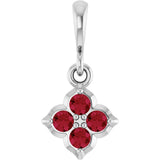 14K Gold Round Lab-Grown Ruby Cluster Necklace or Pendant - White Gold