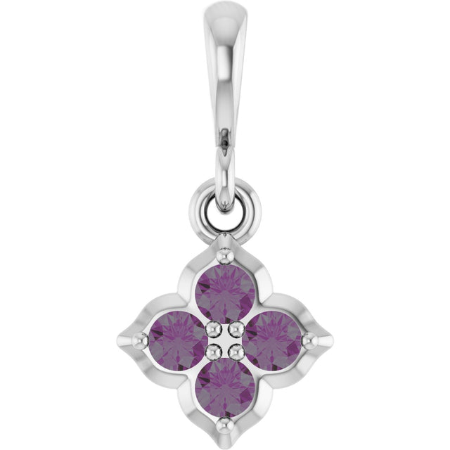 14K Gold Round Lab-Grown Alexandrite Cluster Necklace or Pendant - White Gold