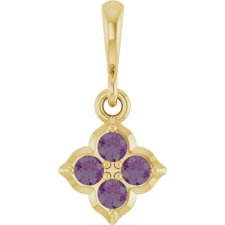 14K Gold Round Lab-Grown Alexandrite Cluster Necklace or Pendant - Yellow Gold