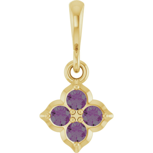 14K Gold Round Lab-Grown Alexandrite Cluster Necklace or Pendant - Yellow Gold