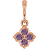 14K Gold Round Lab-Grown Alexandrite Cluster Necklace or Pendant - Rose Gold