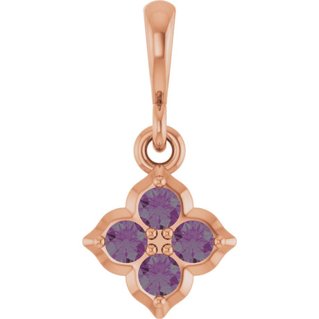 14K Gold Round Lab-Grown Alexandrite Cluster Necklace or Pendant - Rose Gold