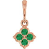 14K Gold Round Lab-Grown Emerald Cluster Necklace or Pendant - Rose Gold