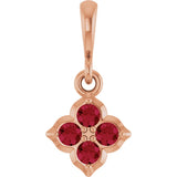 14K Gold Round Lab-Grown Ruby Cluster Necklace or Pendant - Rose Gold