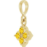 14K Gold Round Lab-Grown Yellow Sapphire Cluster Necklace or Pendant - Yellow Gold - view 2