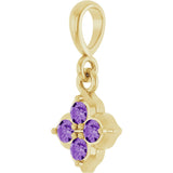 14K Gold Round Lab-Grown Purple Sapphire Cluster Necklace or Pendant - Yellow Gold - view 2