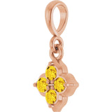 14K Gold Round Lab-Grown Yellow Sapphire Cluster Necklace or Pendant - Rose Gold - view 2