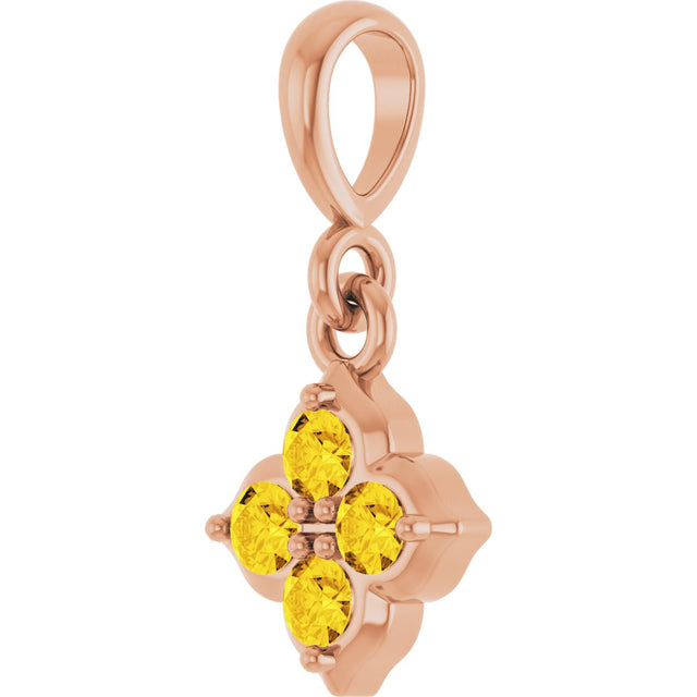 14K Gold Round Lab-Grown Yellow Sapphire Cluster Necklace or Pendant - Rose Gold - view 2