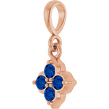 14K Gold Round Lab-Grown Blue Sapphire Cluster Necklace or Pendant - Rose Gold - view 2