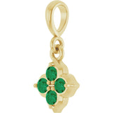 14K Gold Round Lab-Grown Emerald Cluster Necklace or Pendant - Yellow Gold - view 2