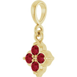 14K Gold Round Lab-Grown Ruby Cluster Necklace or Pendant - Yellow Gold - view 2