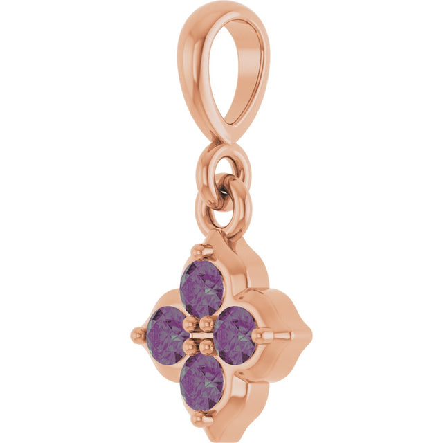 14K Gold Round Lab-Grown Alexandrite Cluster Necklace or Pendant - Rose Gold - view 2