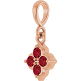 14K Gold Round Lab-Grown Ruby Cluster Necklace or Pendant - Rose Gold - view 2