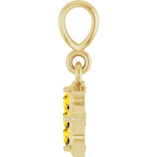 14K Gold Round Lab-Grown Yellow Sapphire Cluster Necklace or Pendant - Yellow Gold - view 3