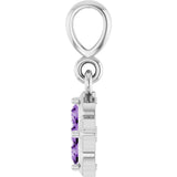 14K Gold Round Lab-Grown Purple Sapphire Cluster Necklace or Pendant - White Gold - view 3