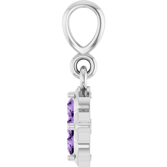 Platinum Round Lab-Grown Purple Sapphire Cluster Necklace or Pendant - view 3