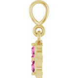 14K Gold Round Lab-Grown Pink Sapphire Cluster Necklace or Pendant - Yellow Gold - view 3
