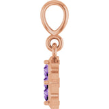 14K Gold Round Lab-Grown Purple Sapphire Cluster Necklace or Pendant - Rose Gold - view 3