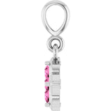 14K Gold Round Lab-Grown Pink Sapphire Cluster Necklace or Pendant - White Gold - view 3