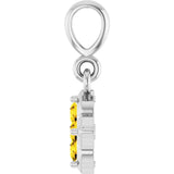 14K Gold Round Lab-Grown Yellow Sapphire Cluster Necklace or Pendant - White Gold - view 3