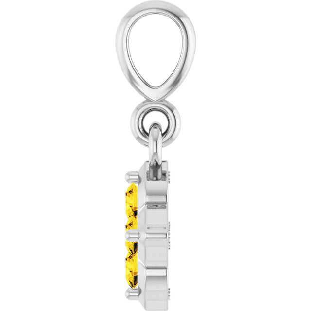 14K Gold Round Lab-Grown Yellow Sapphire Cluster Necklace or Pendant - White Gold - view 3