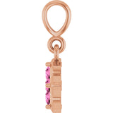 14K Gold Round Lab-Grown Pink Sapphire Cluster Necklace or Pendant - Rose Gold - view 3