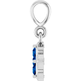 Platinum Round Lab-Grown Blue Sapphire Cluster Necklace or Pendant - view 3