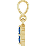 14K Gold Round Lab-Grown Blue Sapphire Cluster Necklace or Pendant - Yellow Gold - view 3