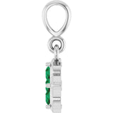 14K Gold Round Lab-Grown Emerald Cluster Necklace or Pendant - White Gold - view 3