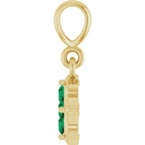 14K Gold Round Lab-Grown Emerald Cluster Necklace or Pendant - Yellow Gold - view 3