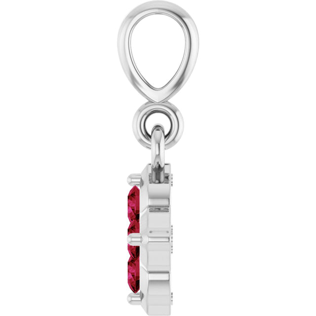 14K Gold Round Lab-Grown Ruby Cluster Necklace or Pendant - White Gold - view 3