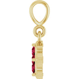 14K Gold Round Lab-Grown Ruby Cluster Necklace or Pendant - Yellow Gold - view 3