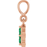 14K Gold Round Lab-Grown Emerald Cluster Necklace or Pendant - Rose Gold - view 3