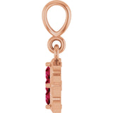 14K Gold Round Lab-Grown Ruby Cluster Necklace or Pendant - Rose Gold - view 3