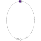 14K Gold Round Natural Amethyst Bezel-Set Link Bracelet - White Gold - view 11