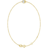 14K Gold Round Natural White Sapphire Bezel-Set Link Bracelet - Yellow Gold - view 11