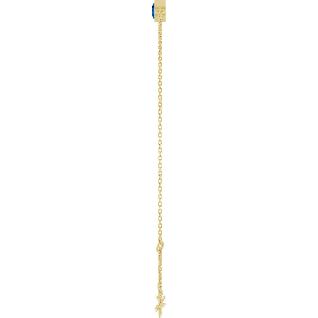 14K Gold Round Lab-Grown Blue Sapphire Bezel-Set Link Bracelet - Yellow Gold - view 12