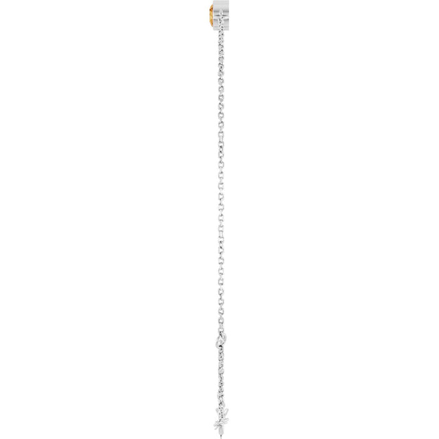 14K Gold Round Natural Citrine Bezel-Set Link Bracelet - White Gold - view 12